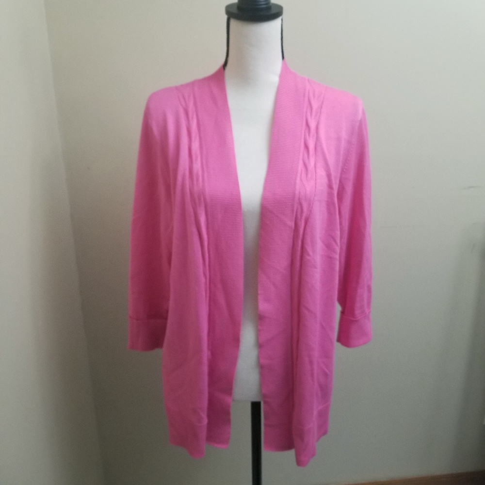 Christopher & Banks Leaf Design Pink Cardigan XL